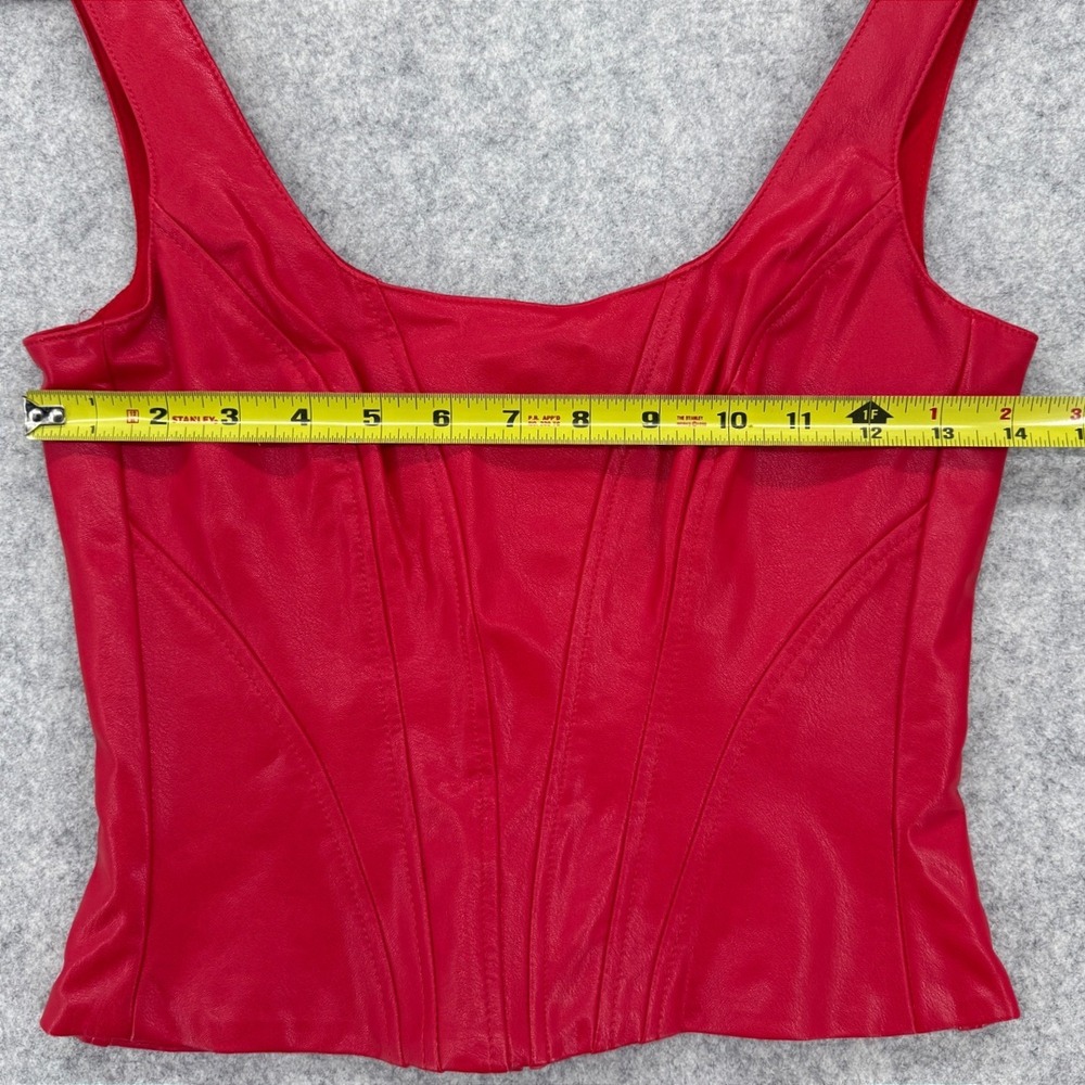 Amanda Uprichard Pittito Top Womens XS Red Vegan Leather Corset Tank Bustier - Picture 6 of 7
